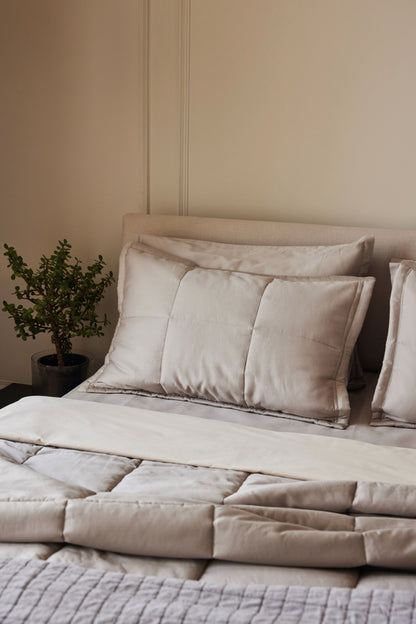 Pewter Percale Box Comforter With Matelasse Coverlet