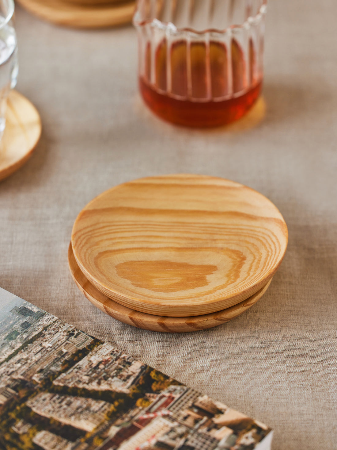 natural wood coasters set of 4