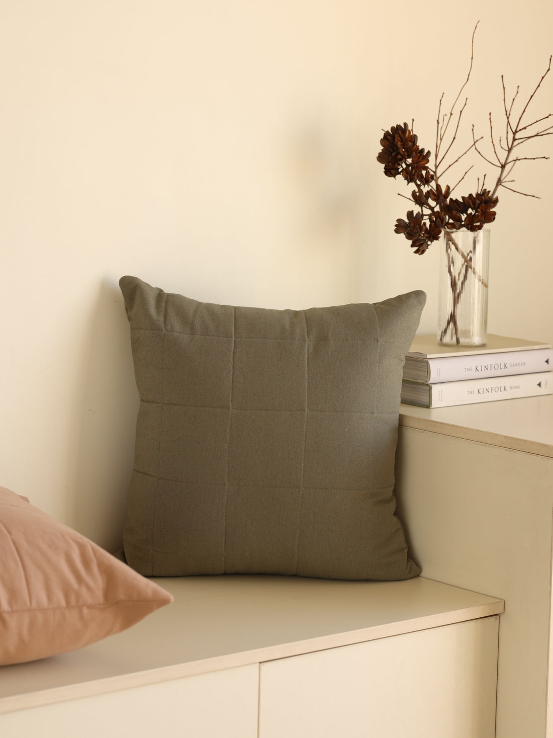 Quilted Cushion Cover, Vetiver