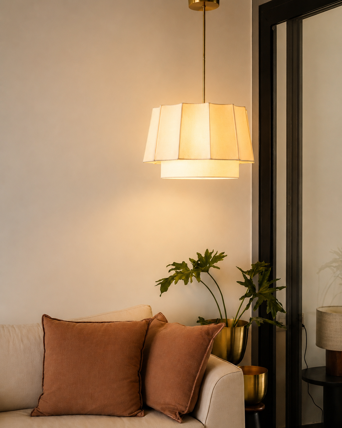 Ridges Fabric Hanging Lamp, Style 2