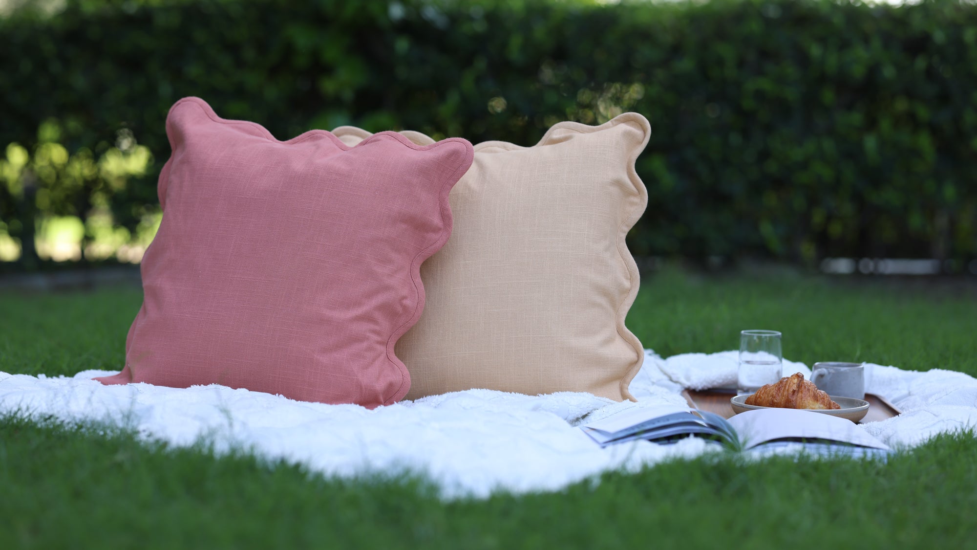 Scalloped Edge Cushion Covers, Canyon Clay