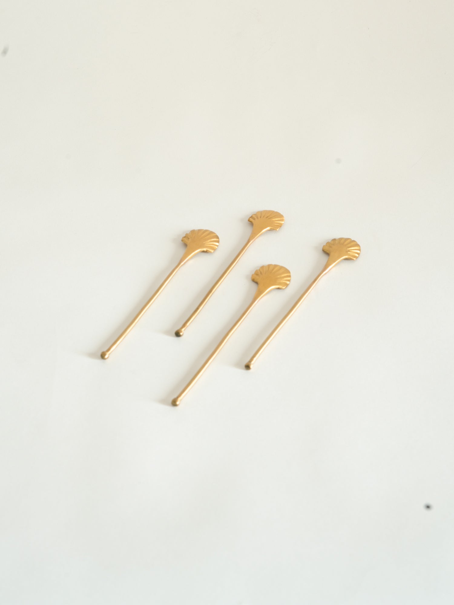 Small Brass Sea Shell Stirrers Set of 4