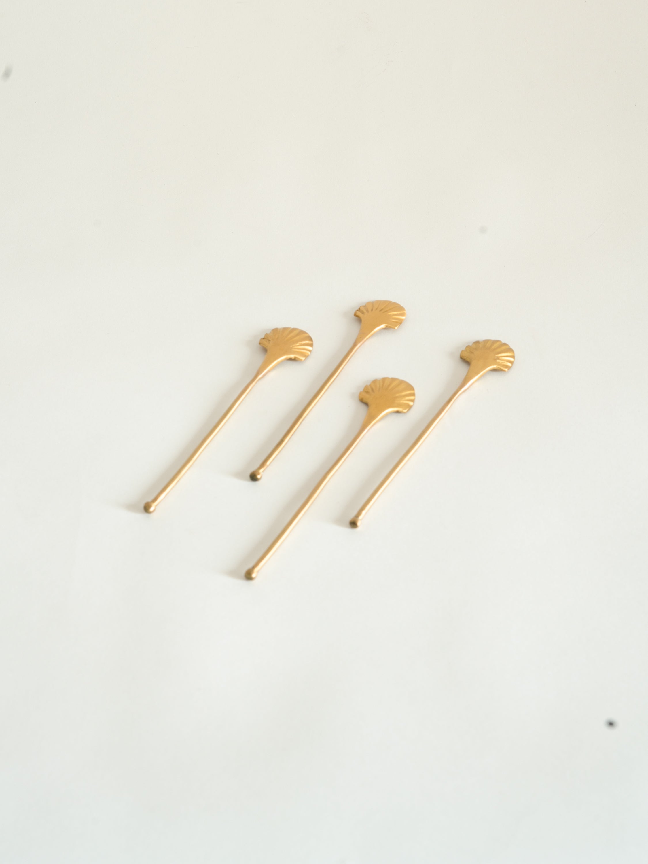 Small Brass Sea Shell Stirrers Set of 4