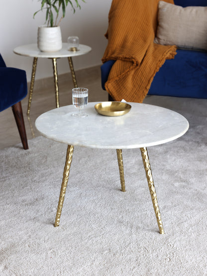 Stilk Side Side table with marble table top and golden legs