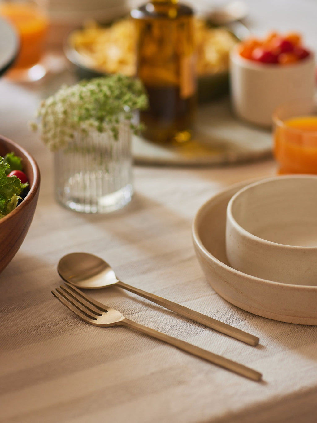 Taihi Champagne Gold Cutlery Set, Brass