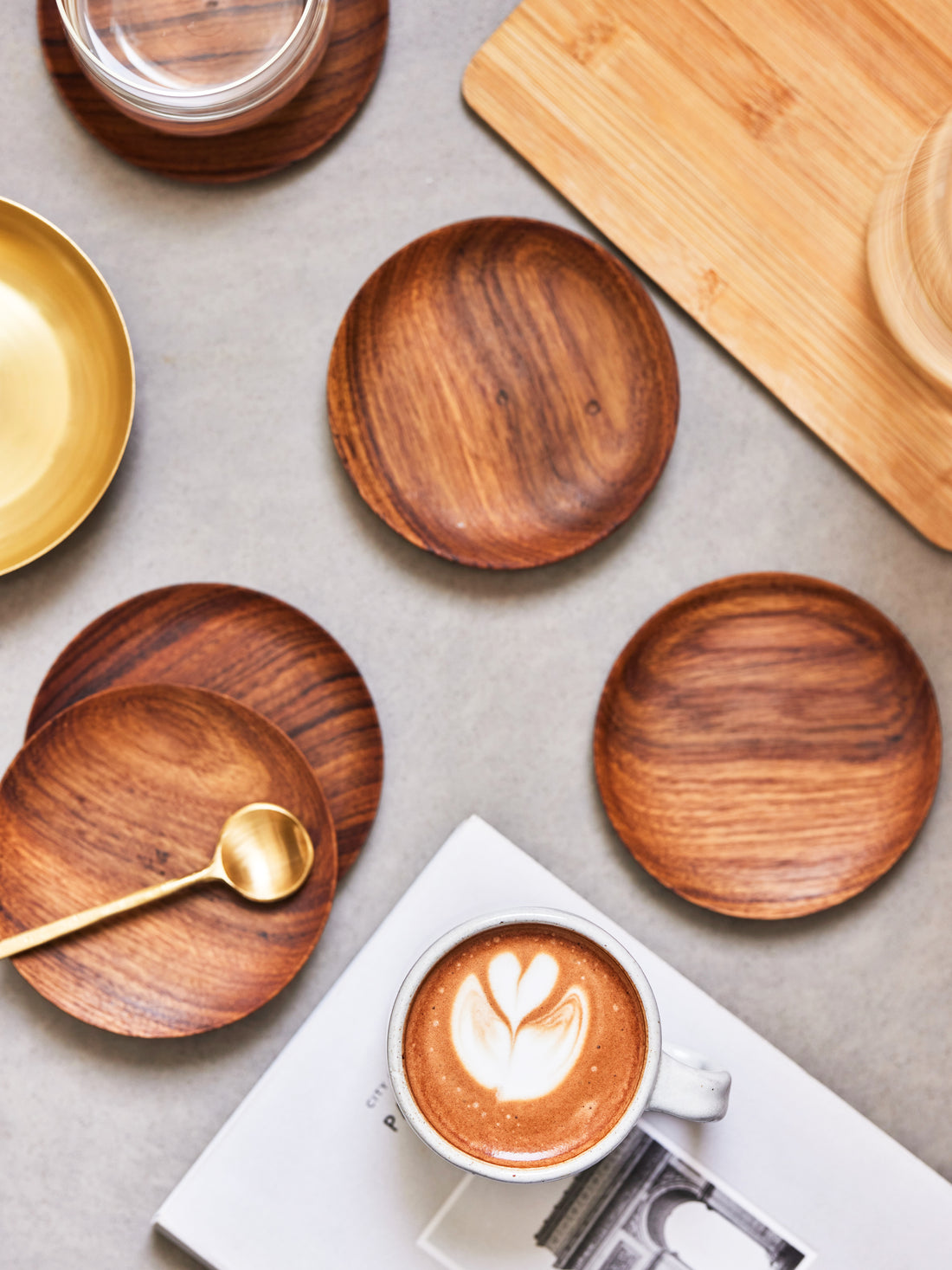 Teak Wood Coasters, Set of 4