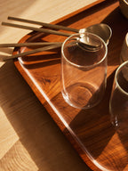Large minimal teak wood trays with raised edge
