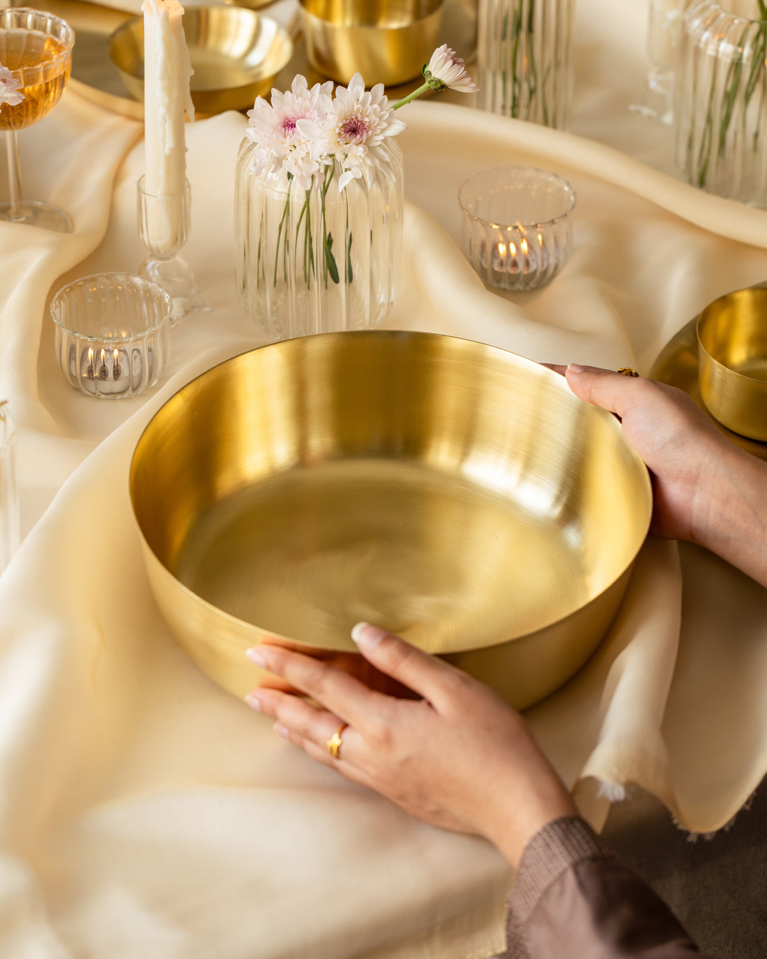 Turtle Brass Serving Bowl, Large
