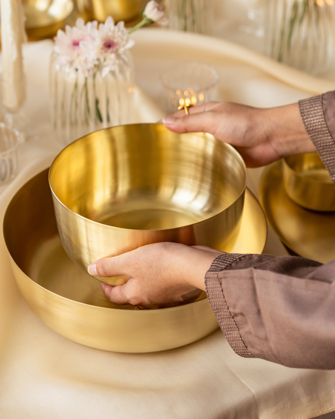 Turtle Brass Serving Bowl, Medium