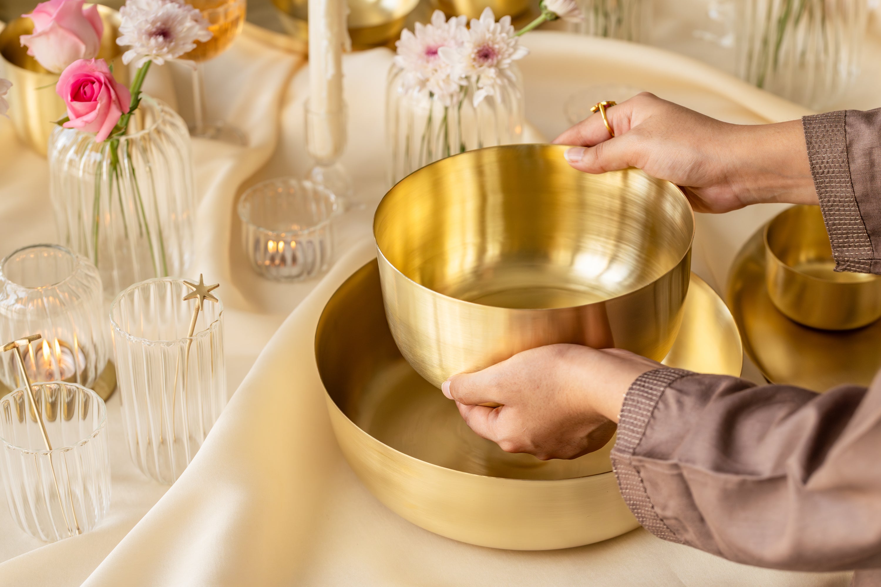 Turtle Brass Serving Bowl, Medium