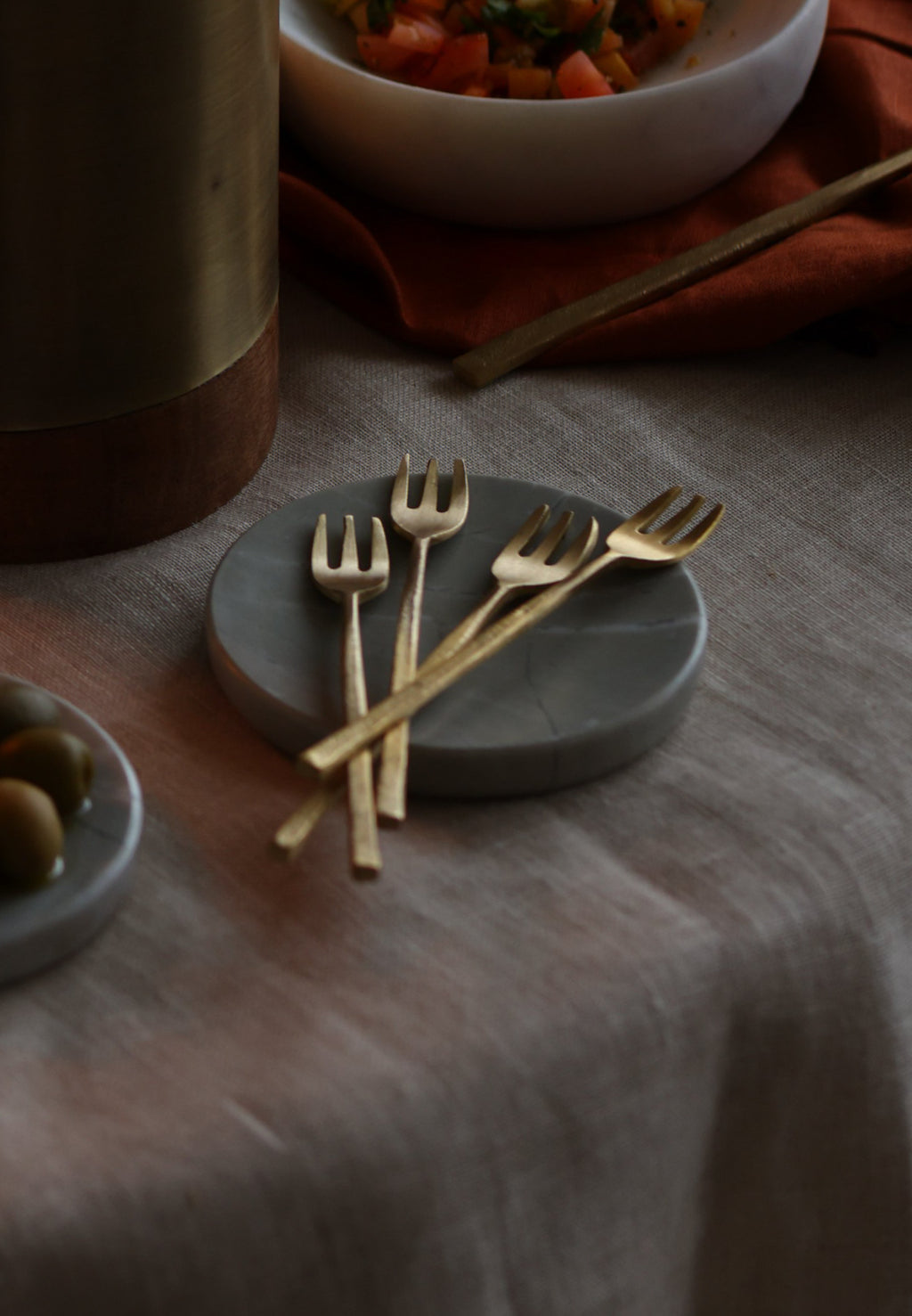 Wabi brass dessert forks