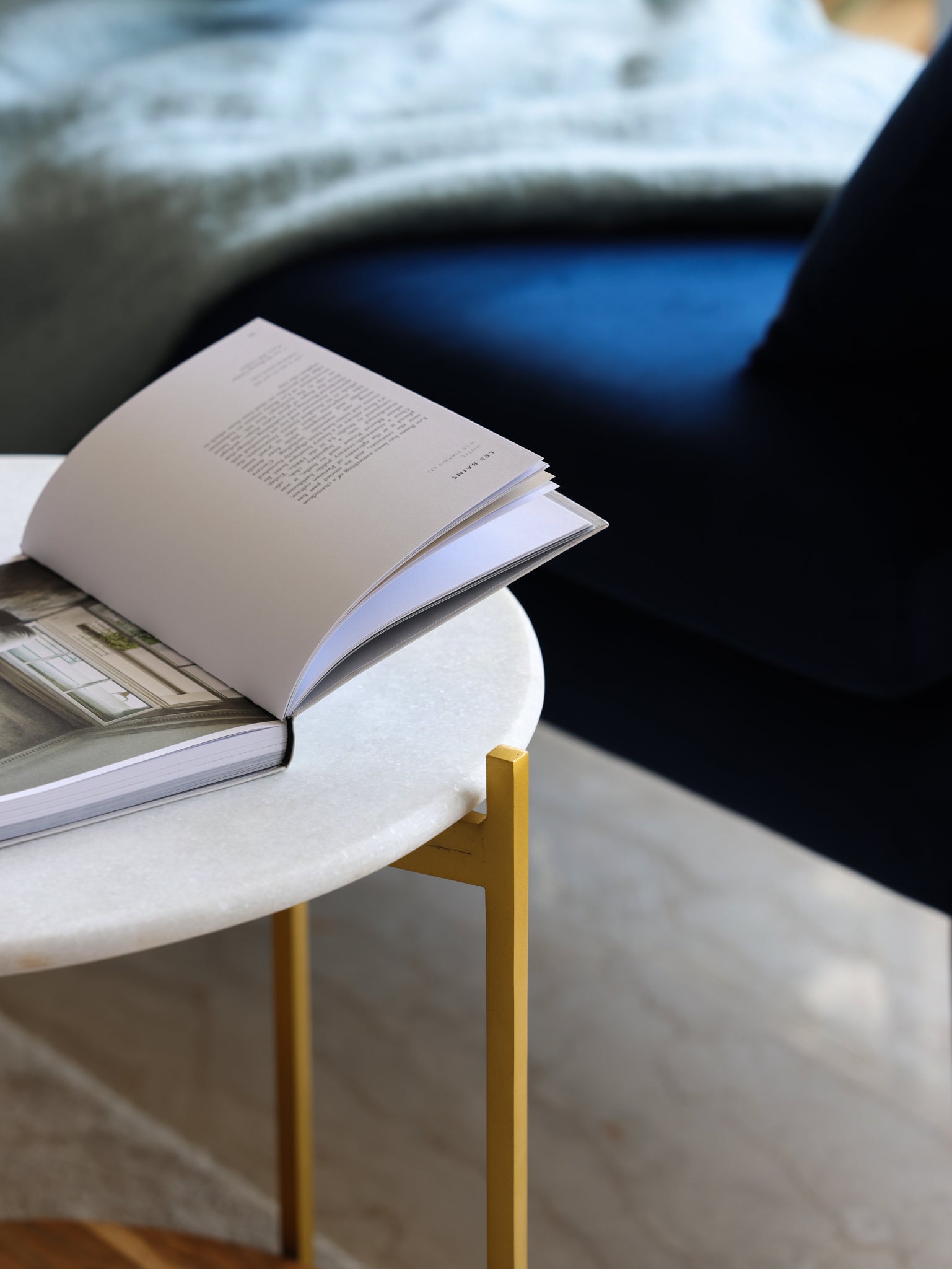 White Marble top Side Table for living room by Fleck