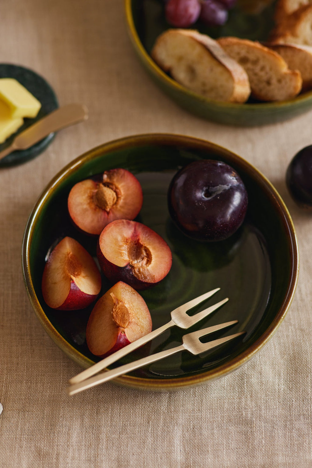 Deep green plate for pasta.