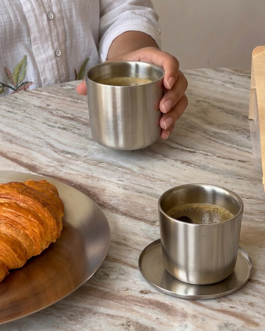 Fuji Stainless Steel Latte Cup Set