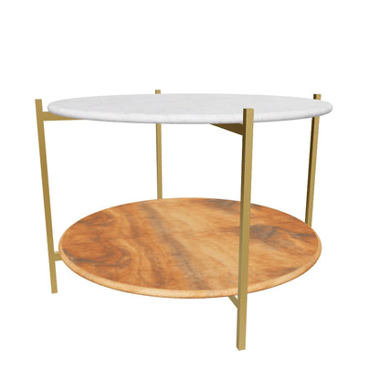 Florence Coffee Table, Marble &amp; Wood Base