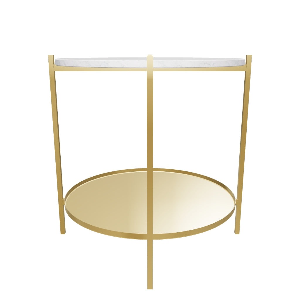 Florence Side Table, Marble &amp; Gold Tray