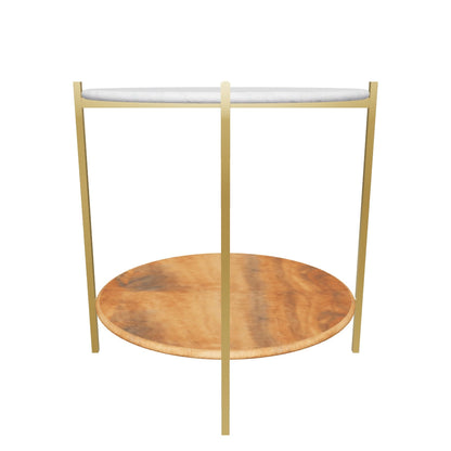 Florence Side Table V2, Marble &amp; Wood Base