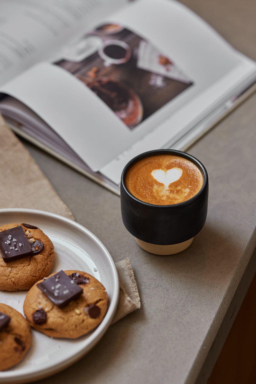 Black cups for coffee.