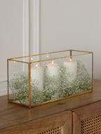 Clear Glass & Brass Lantern, Rectangle - Fleck