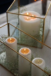 Clear Glass & Brass Lantern, Rectangle with square- Fleck