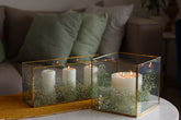 Clear Glass & Brass Lantern, Square and rectangle- Fleck