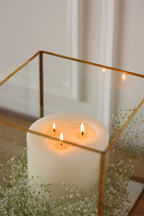 Clear Glass & Brass Lantern, Square close up- Fleck