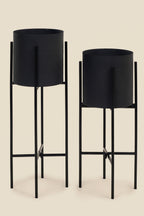 Black indoor planter for home decor.