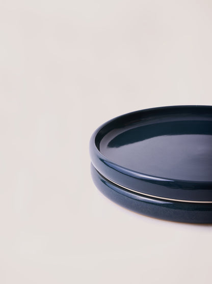 blue ceramic stoneware dinner plates set