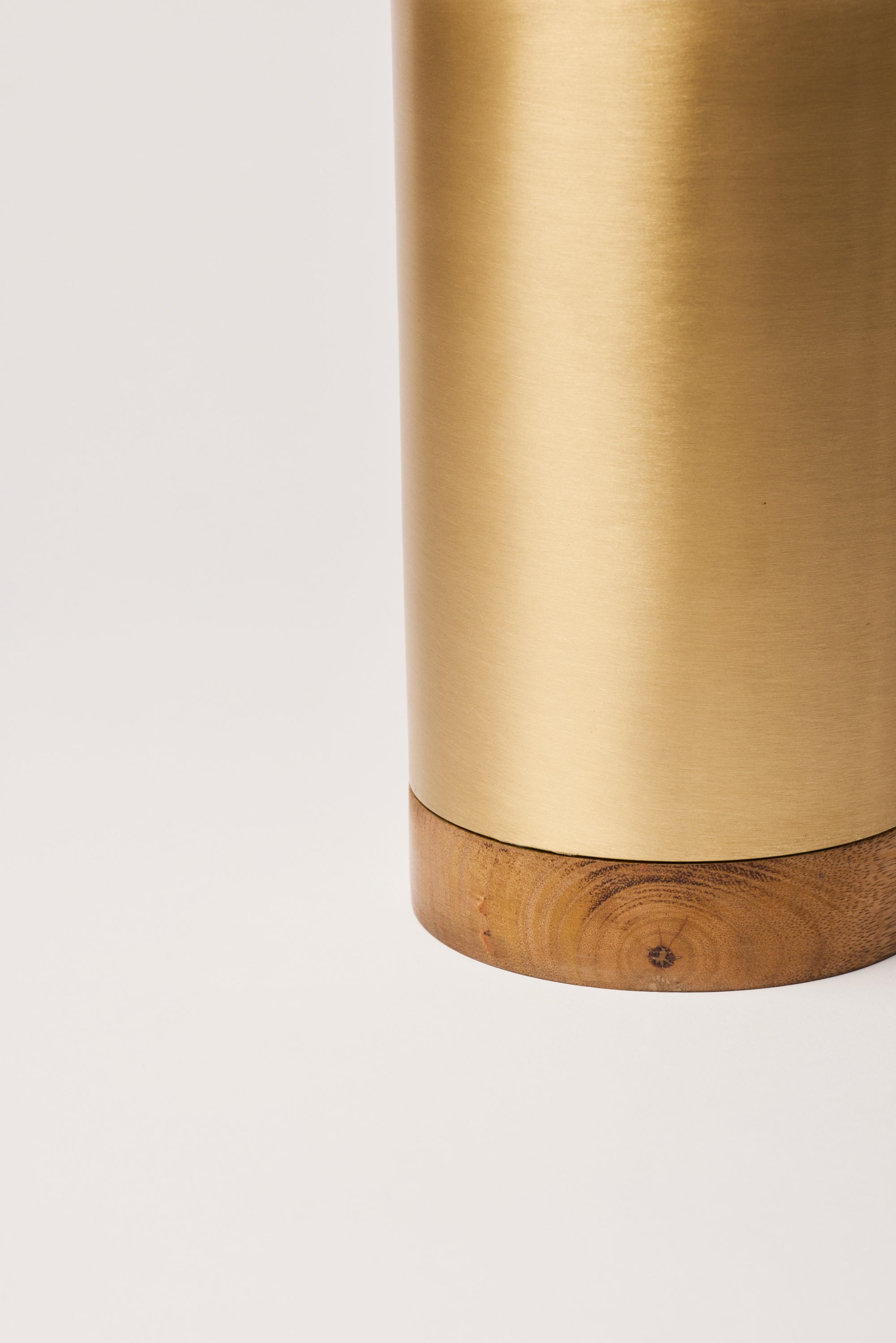 Fleck Brass and Wood Wine Chiller detail