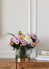 Fleck Fluted glass flower vase with gold metal base