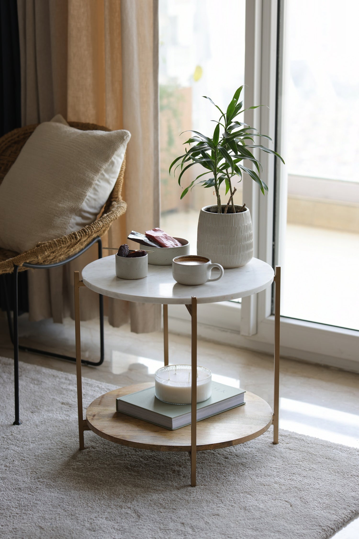 Florence Marble &amp; Wood Side table by Fleck