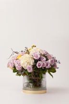 Fluted Glass Vase/Planter With Gold Metal Base
