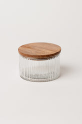 Glass nut jar with wooden lid