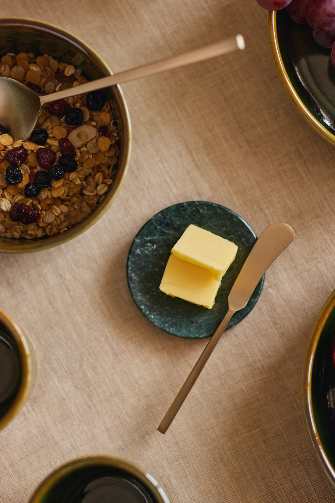 Green Marble Butter Serving Dish