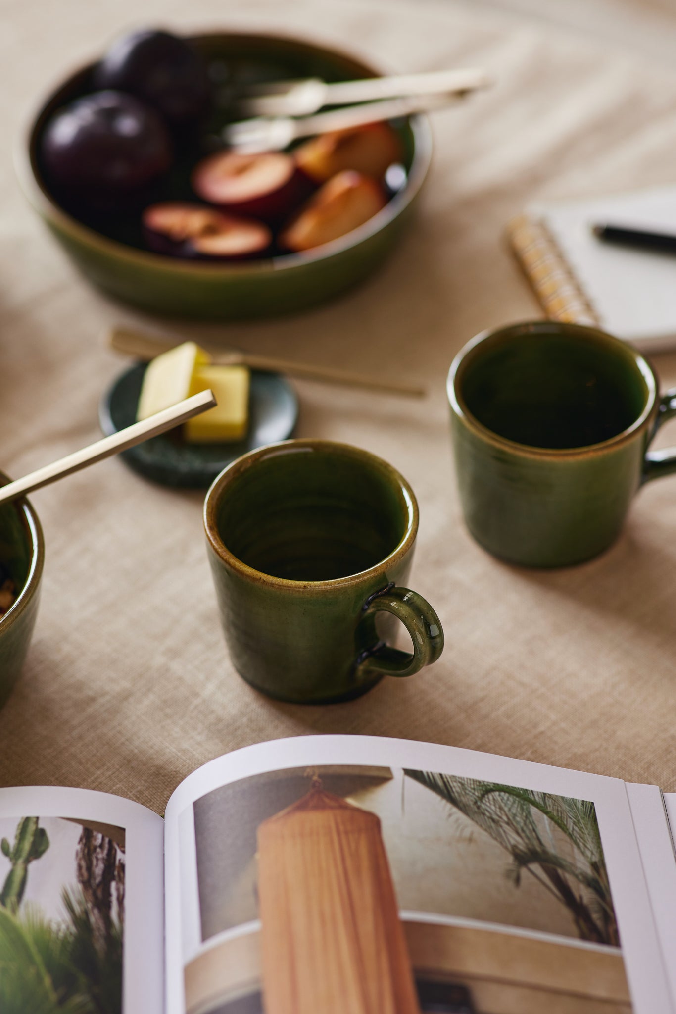 green ceramic Coffee mugs by fleck