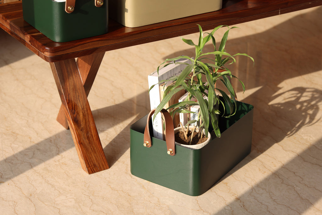 Rectangle Basket - Forest Green, Medium - Fleck