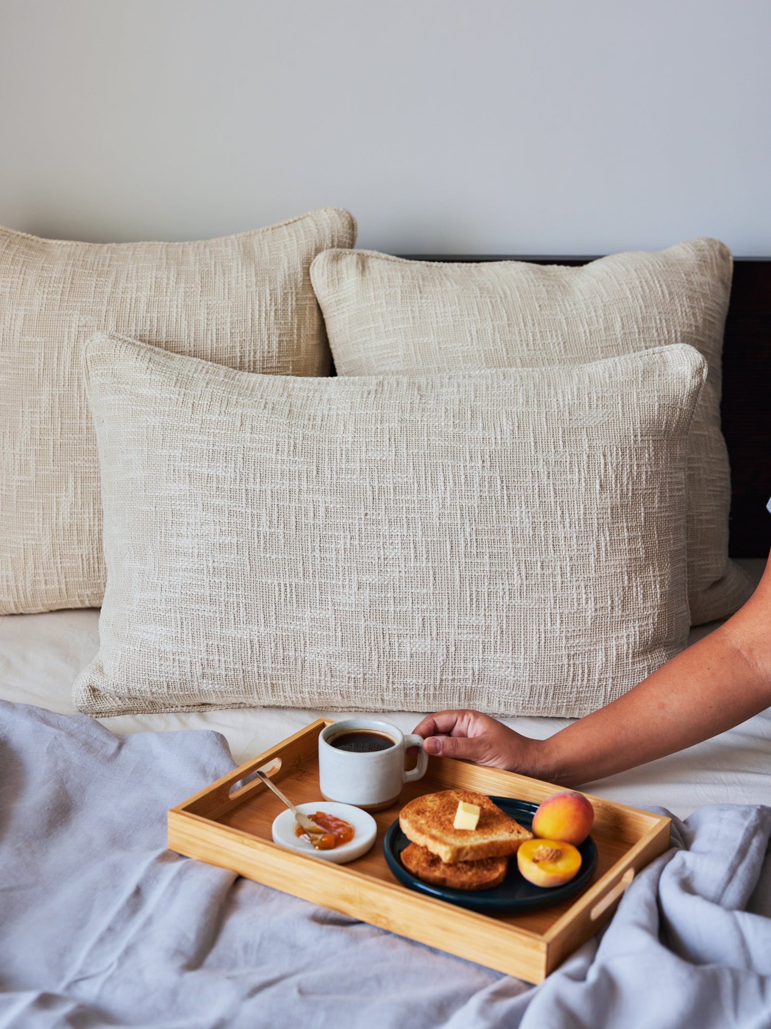 Cream pillow throw covers.