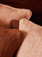Blush pink cotton cushion cover with piping
