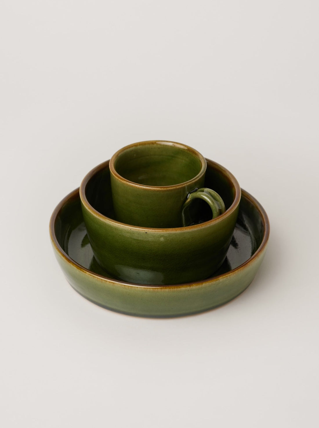 Ilai Green Ceramic Breakfast Set - Fleck