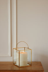 Large Clear Glass & Brass Lanterns with a Handle - Fleck