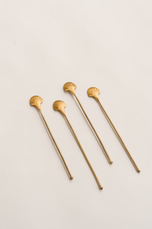Seashell Brass Drink Stirrers, Cocktail stirrers