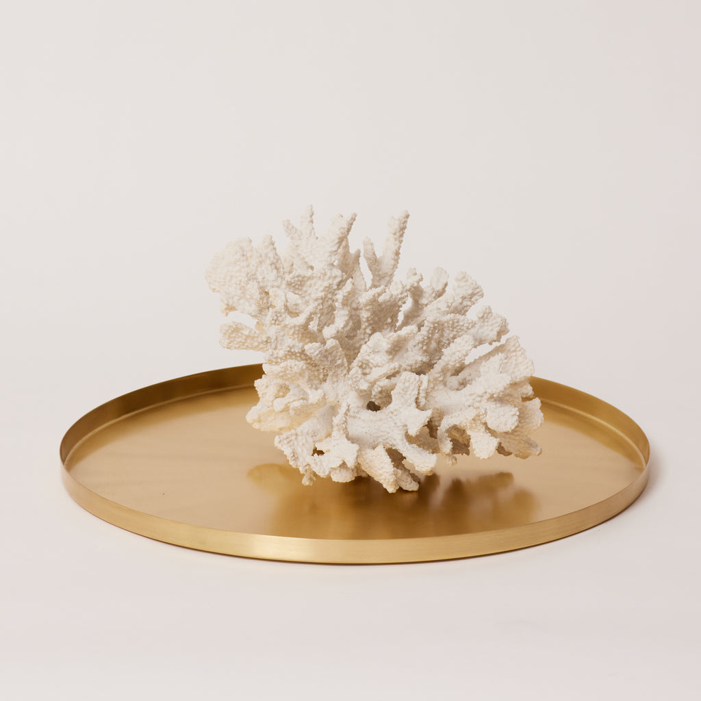 Large brass decorative tray for living room decor