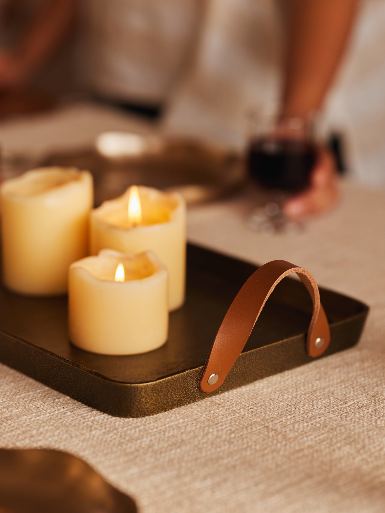 Umbra Tray with Leather Handles - Fleck
