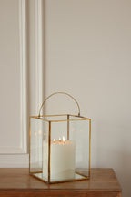 Medium Clear Glass & Brass Lanterns with a Handle - Fleck