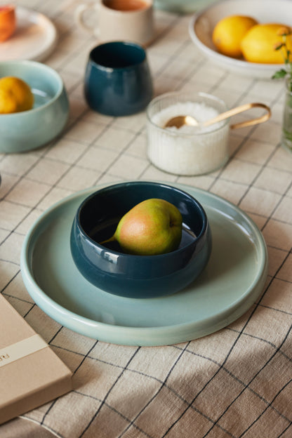 deep blue ceramic stoneware curry bowl