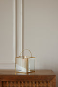 Small Clear Glass & Brass Lantern with a Handle