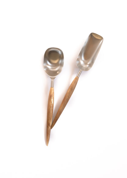 Stainless Steel Scoopers With Wooden Handles By Fleck