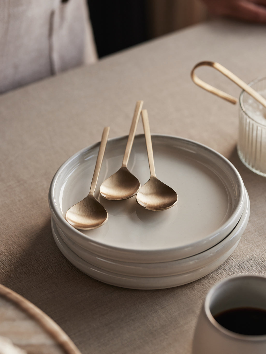 Taihi Brass Dessert Spoons Set, Champagne Gold - Fleck