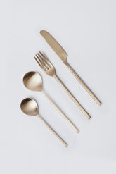 Taihi Champagne Gold Brass Cutlery Set,  Spoon fork and knife