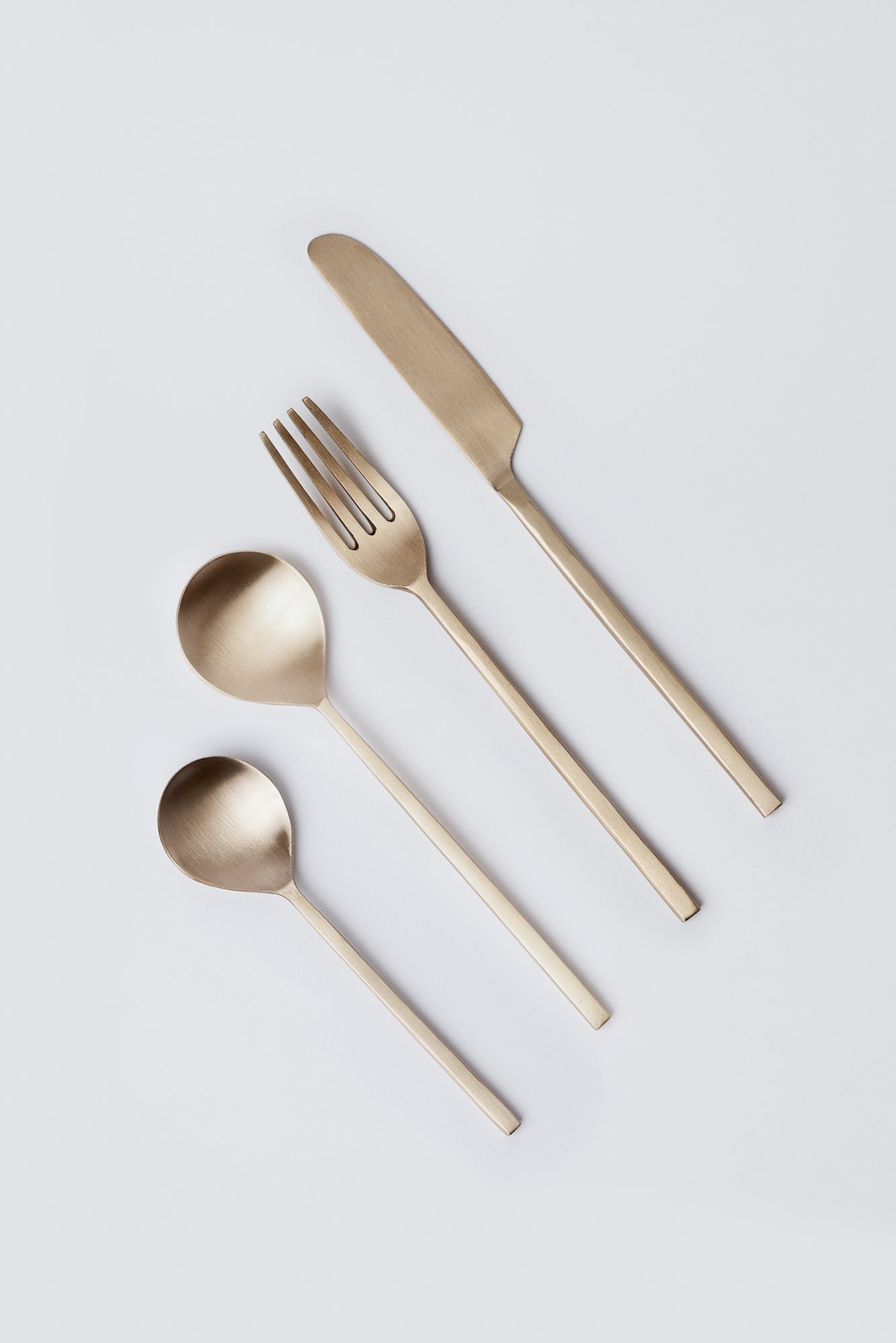 Taihi Champagne Gold Brass Cutlery Set,  Spoon fork and knife